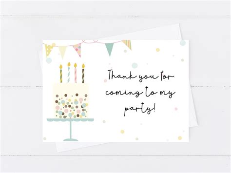 Printable Birthday Cake Thank You Card/ Editable Thank You Card ...