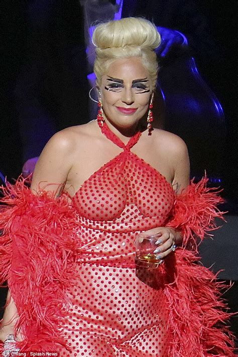 Lady Gaga Braless In Red Halter Dress On Stage In Vancouver Daily