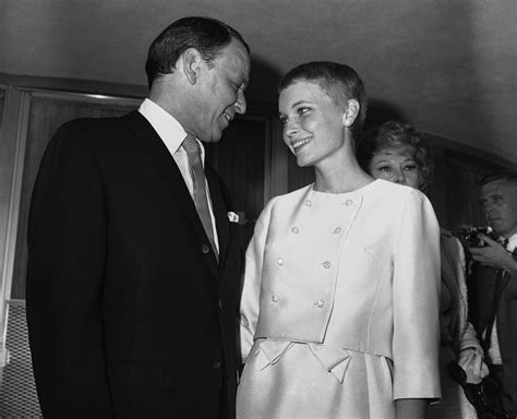 Frank Sinatra and Mia Farrow outside the Sands Hotel suite where they ...