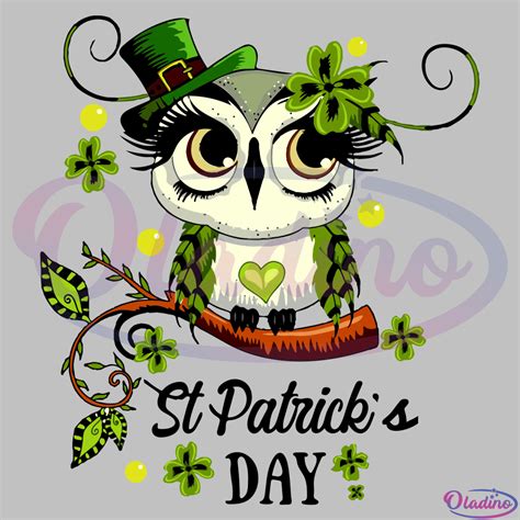 Owl St Patricks Day Svg Digital File Patrick Owl Svg Cute Owl Svg