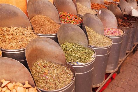 Herbs And Spices In The Souks Of Marrakesh Stock Photo Image Of Shop