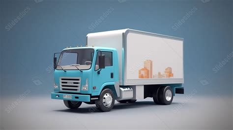 3d Model Of A Delivery Truck Available For Shipping Powerpoint