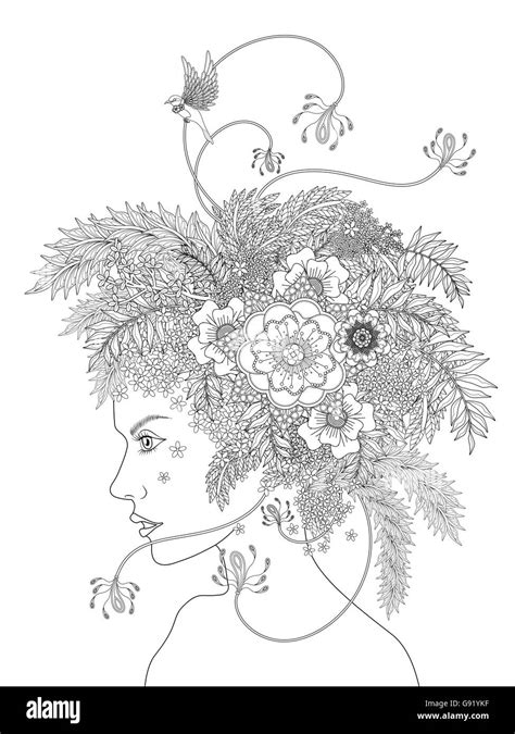 Fashion Hot Coloriage Avec Une Femme Et Son Chapeau Fleuri Image