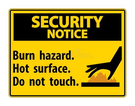 Security Notice Burn Hazard Hot Surface Do Not Touch Symbol Sign