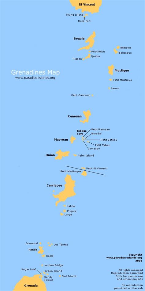 Grenadines Map | Map of the Grenadines