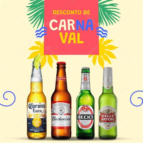 Descontos De Carnaval Cervejas Social Media Psd Editável Propaganda