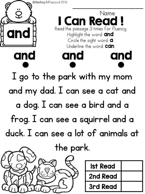 Reading Printables For Kindergarten