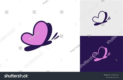 Feminine Butterfly Logo Heart Shape Stock Vector (Royalty Free ...