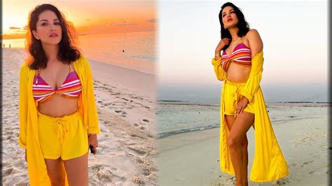 Sunny Leone Looks Gorgeous As Sunset In Her Swimsuit Paired With Yellow