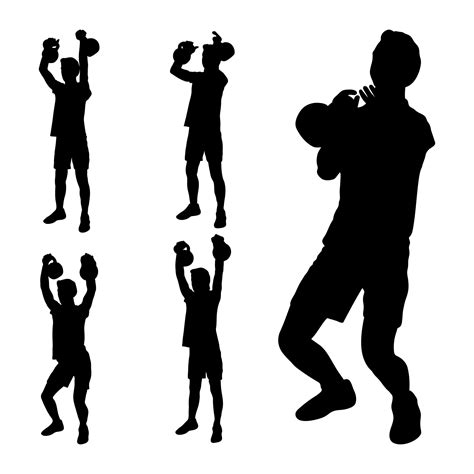 Set Silhouettes Athletes Weight Lifter Lift Kettlebell Weights Weight