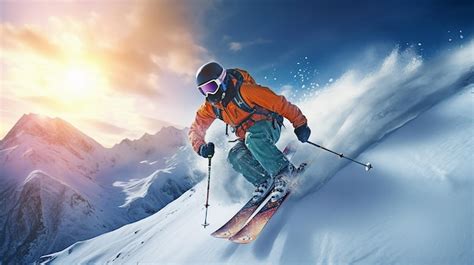 Premium AI Image | extreme winter sports skiing snowboarding