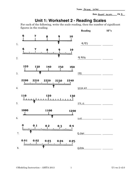 Unit 1 Worksheets 2 Reading Scales Reading Worksheet Printable