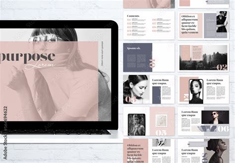 Minimal Nude And Grey Color Presentation Stock Template Adobe Stock