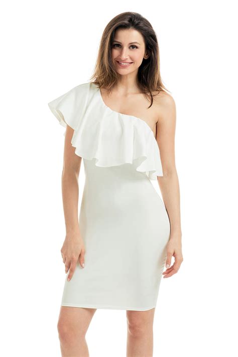 White One Shoulder Party Cocktail Mini Dress LC220041WHITE 9 99