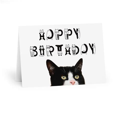 Tuxedo Cat Birthday Card Happy Birthday Card With Cat Black And White