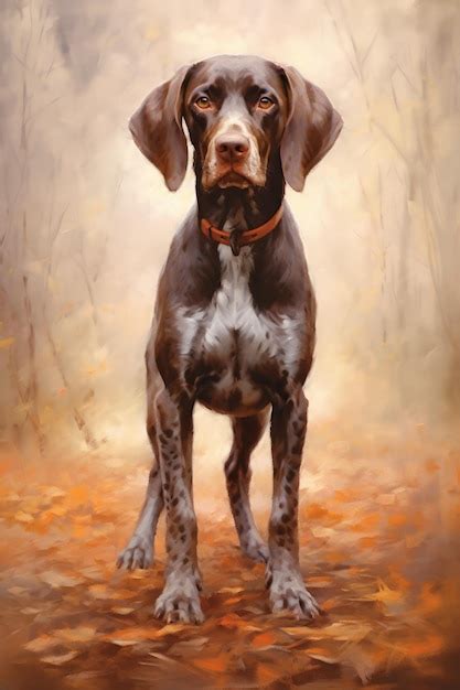 Premium Ai Image Oil Painting Of A German Shorthaired Pointer