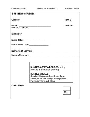 Fillable Online GRADE 11 SBA TERM 2 Fax Email Print PdfFiller