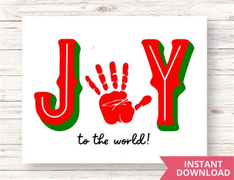 Joy Handprint Craft Christmas Handprint Art Craft Instant Download Etsy