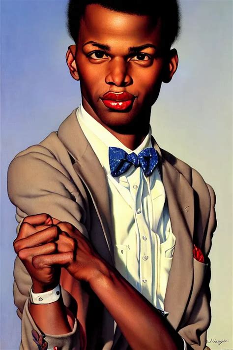 Tarik Luqmaan Trotter Portrait By Gil Elvgren And Stable Diffusion