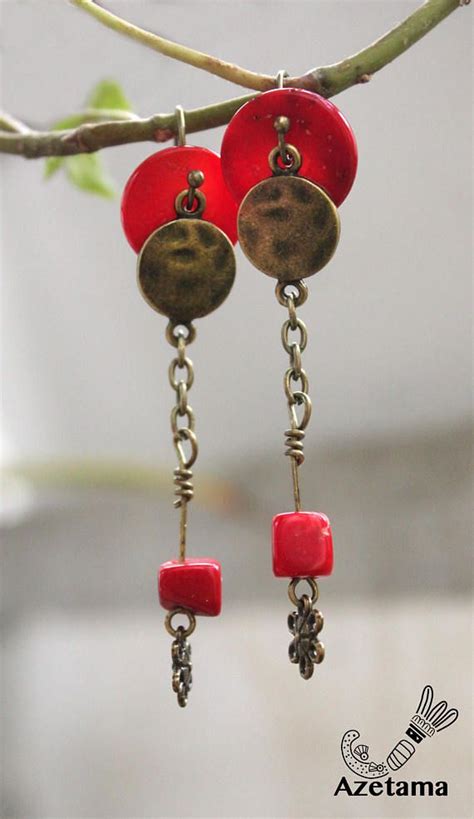 Longues Boucles D Oreille Pendante Rustiques Jade Rouge Etsy Drop