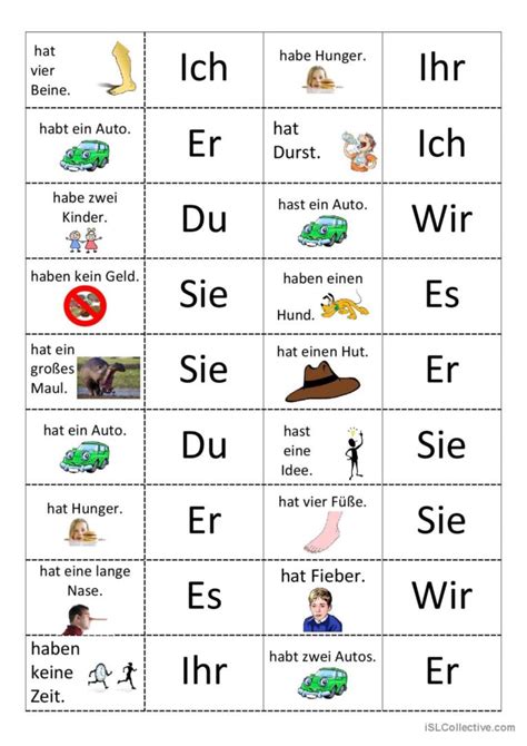 Das Verb Haben Allgemein English Esl Worksheets Pdf Doc