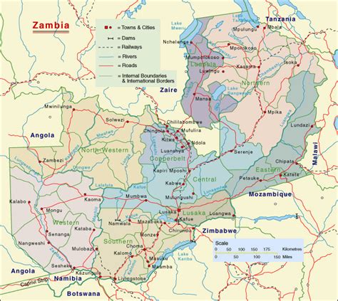 Zambia detailed regions map. Detailed regions map of Zambia | Vidiani ...