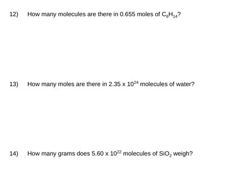 Solved Please Help 12 How Many Molecules Are There In 0 655 Moles