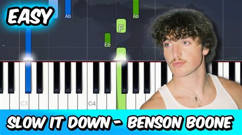 Slow It Down Benson Boone EASY Piano Tutorial YouTube