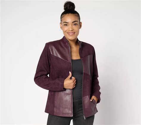 Belle By Kim Gravel Faux Leather And Faux Suede Jacket