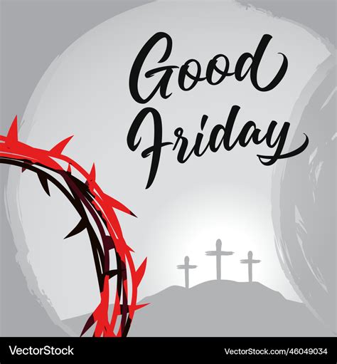 Good Friday Crown Of Thorns With Calvary And Tomb Vector Image