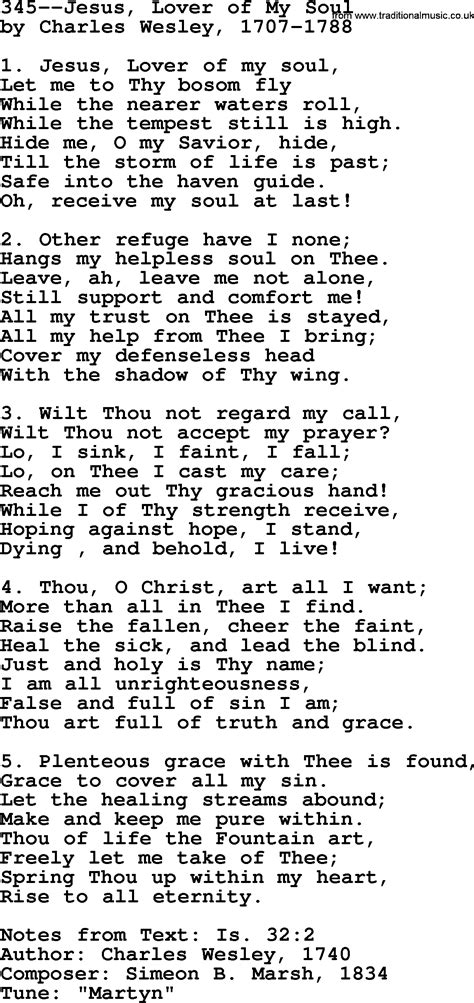 Lutheran Hymns Song345 Jesus Lover Of My Soul Lyrics And Pdf