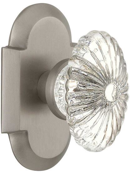 Arched Rosette Door Set With Oval Fluted Crystal Glass Knobs House Of