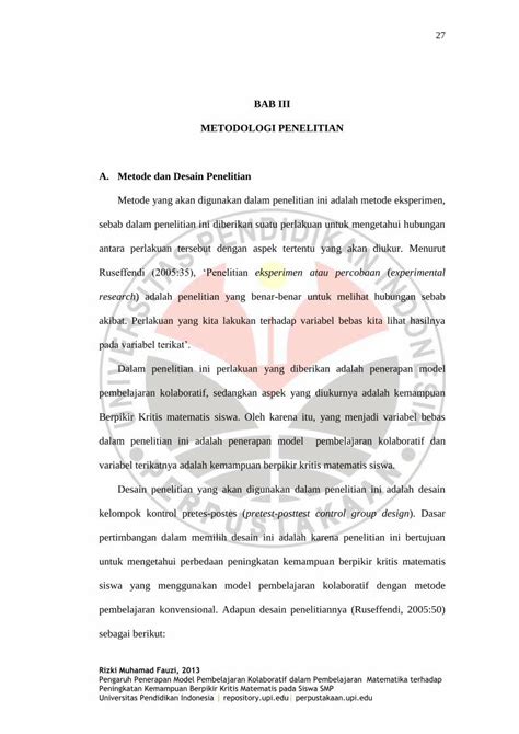 PDF BAB III METODOLOGI PENELITIAN A Metode Dan Desain