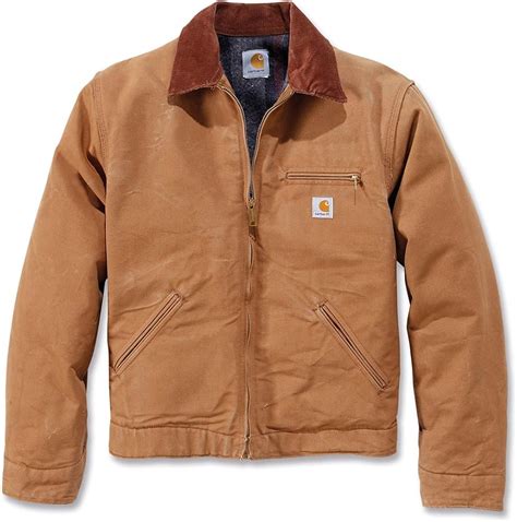 Carhartt Mens Ej001brn Duck Detroit Work Jacket With Wool Like Lining