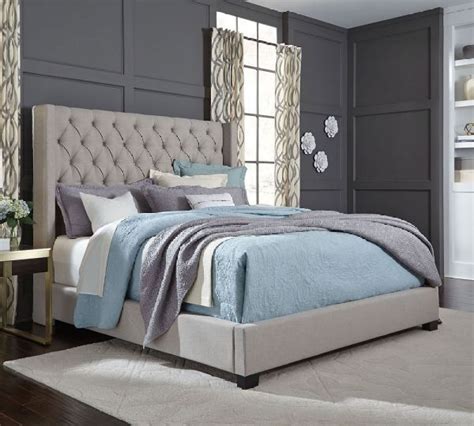 Westerly Light Grey Queen Upholstered Bed - hanksfurniture.com