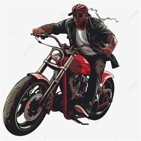 Biker Gangster Riding Motorbike Character, Adventure, Bandit, Bike PNG ...