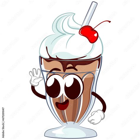 Mascot Character Of A Milkshake Glass With A Funny Face Waving