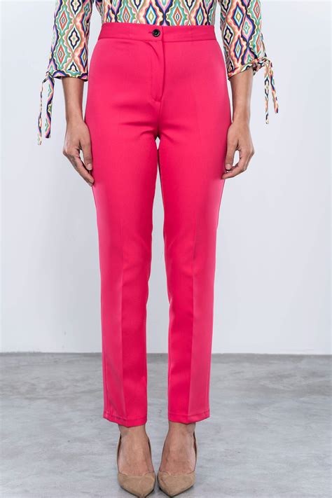 PANTALON VESTIR GOMA CINTURA FUCSIA Precchio