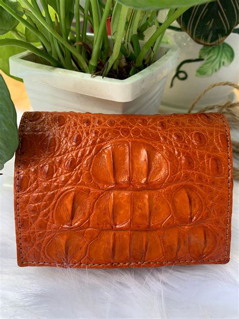 Orange Genuine Crocodile Alligator Leather Skin Bifold Wallet Etsy