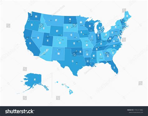 Vektor Stok United States America Regions Map Tanpa Royalti