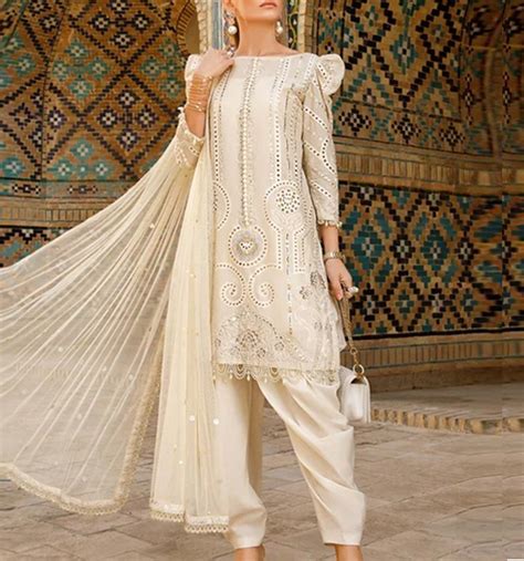 Luxurious Scifflie Heavy Embroidered Lawn Dress With Heavy Embroidered