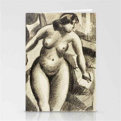 Vintage Erotic Nude Art Of A Naked Woman Standing Female Nude By Carl