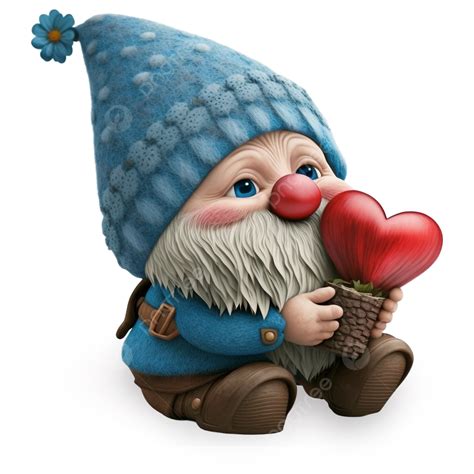 Valentines Day Gnome Holding Love Red Heart Valentines Day Gnome 3d Cute Old Man Valentines