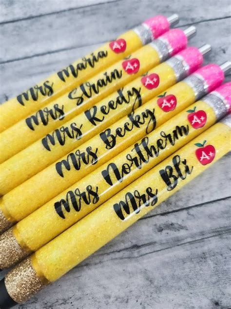 Pencil Pen Pencil Glitter Pens Teacher T Teacher Etsy