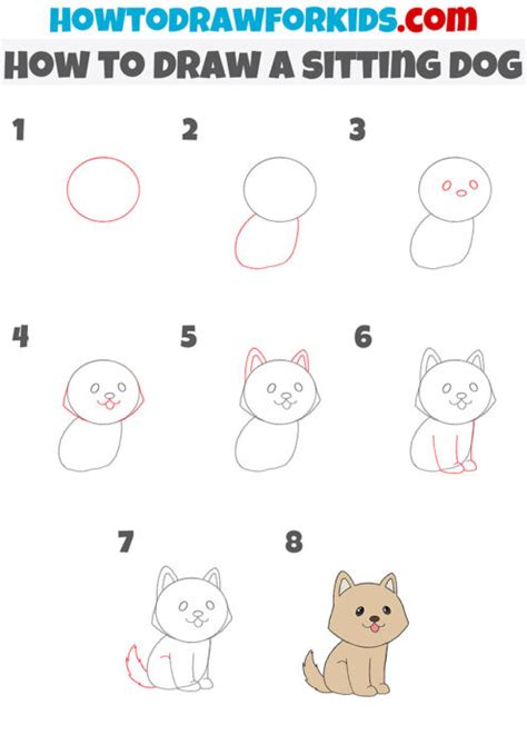 How To Draw A Sitting Dog Easy Drawing Tutorial For Kids