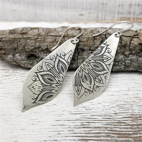 Sterling Silver Lotus Mandala Earrings Flower Mandala Etsy