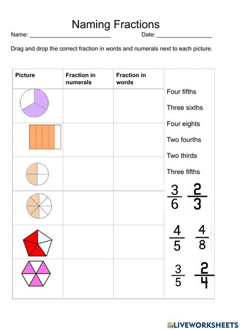 2033856 Naming Fractions Mspaul Liveworksheets