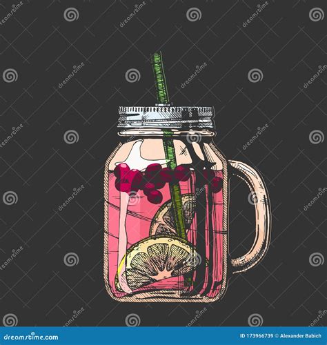 Lemonade In Mason Jar Stock Vector Illustration Of Cool