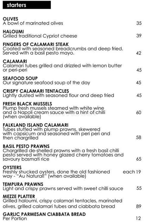 Jack Salmon Menu, Menu for Jack Salmon, Salt Rock, Durban - Zomato SA