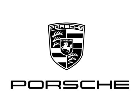 Porsche Logo Brand Symbol With Name Black Design German Car Automobile Vector Illustration ...